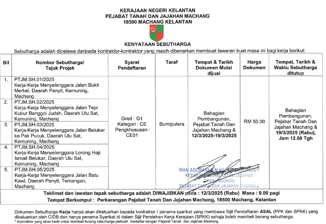 Sebut Harga 1-8/2025