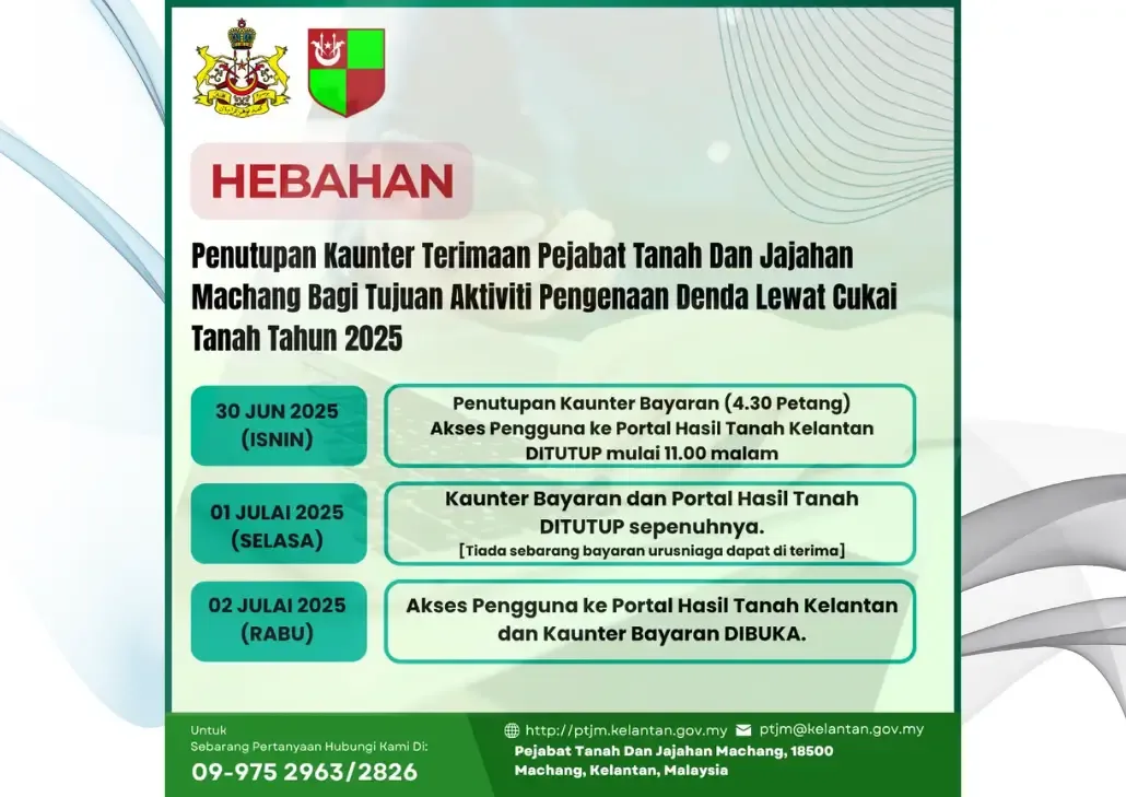 Penutupan Kaunter dan Terimaan Bayaran 2025